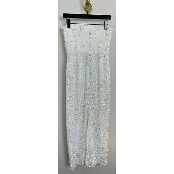 HELSI Leslie Strapless Sequin Column Midi Dress in White Size Medium - Picture 6 of 12